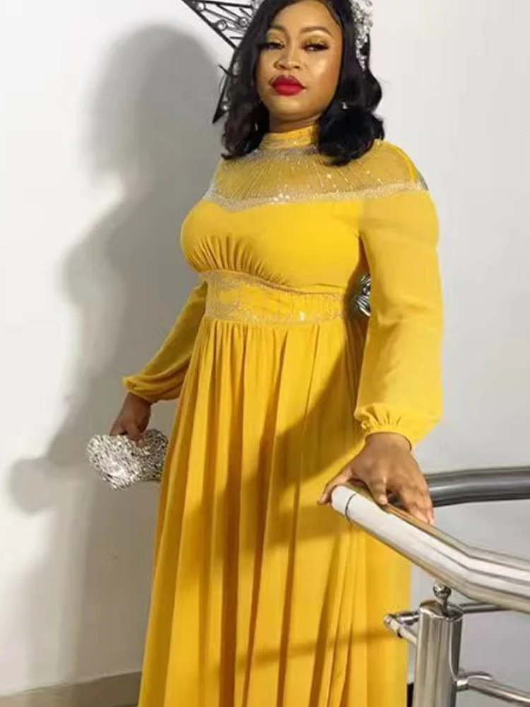 

MD Sequin Chiffon Dresses 2022 New African Dashiki Long Dress Ankara Robe Africaine Muslim Abaya Luxury Turkish Evening Gowns