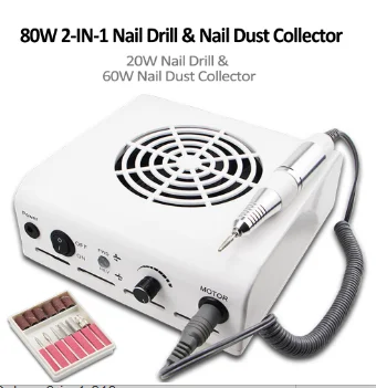 

2in1 Multifunction High Efficiency 35000/20000RPM Electric Nail Drill With Vacuum Cleaner Manicure Fan Tools Kits