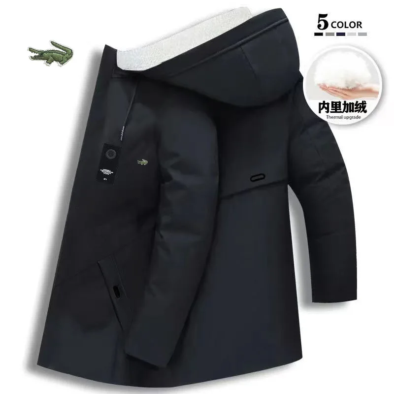 

Плюшевая осенне-зимняя хлопковая рубашка средней длины с вышивкой, мужское Спортивное повседневное Свободное пальто с капюшоном, Молодежн...