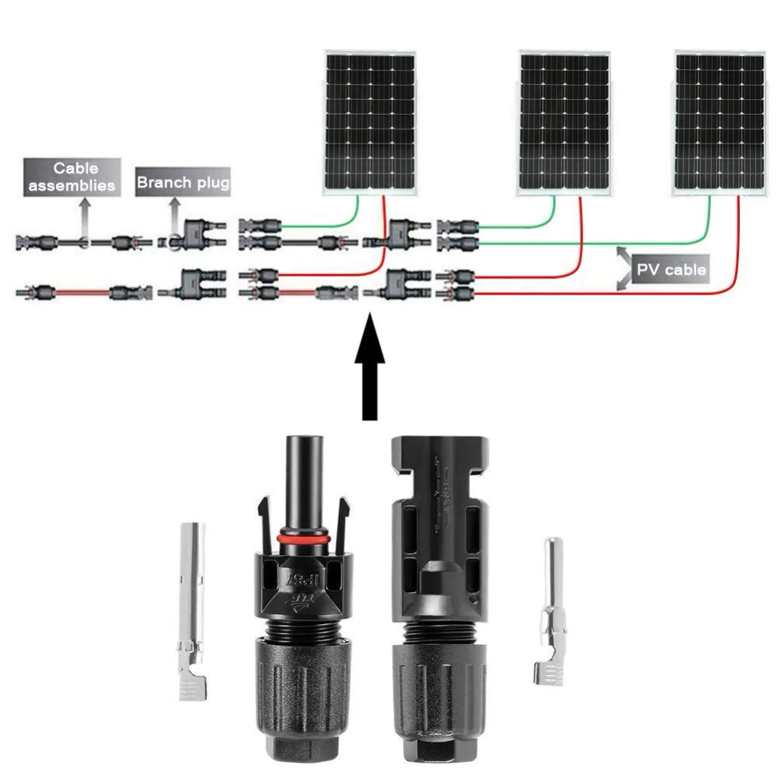 

Connectors Cable Connectors Cable Connectors PPO Plastic Silver Pins Waterproof Wrenches Photovoltaic Connectors