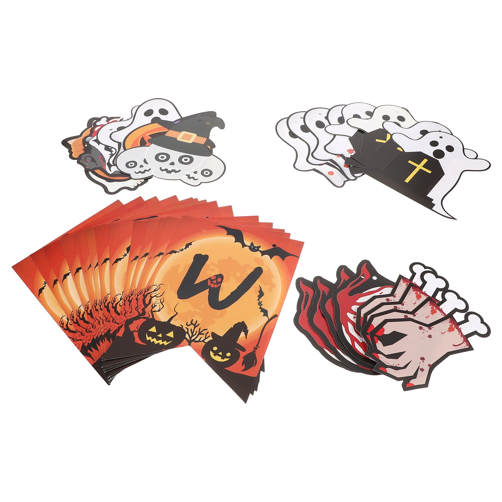 

4 Sets Home Banner Decor Halloween Hanging Garland Pendant Pennant Party Layout Ornament Paper