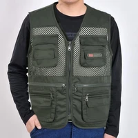 new male casual summer sleeveless work vest men classic multi pocket photograph waistcoat tactical vest jacket for outdoor