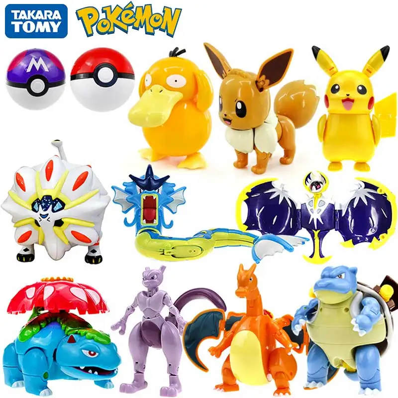 

New Genuine Pokemon 12 Different Styles Toy Set Pokeball Pocket Monster Pikachu Eevee Charizard Gyarados Blastoise Figures Model