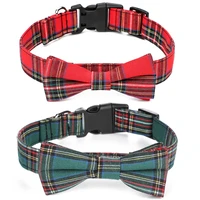 lattice pet collar for small dogs christmas new year boy dogs cat necklace bow tie adjustable elegant pet collar accessories