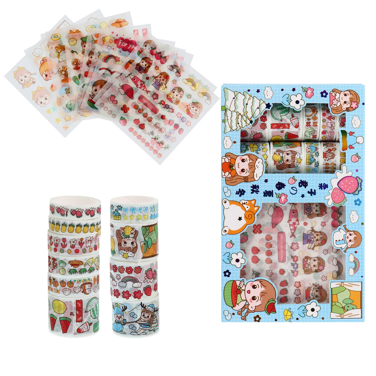 

Tape Washi Masking Diyscrapbooking Stickers Crafts Paper Cute Sticker Cartoon Widejapanese Kids Rainbow Decorative Set Vintage