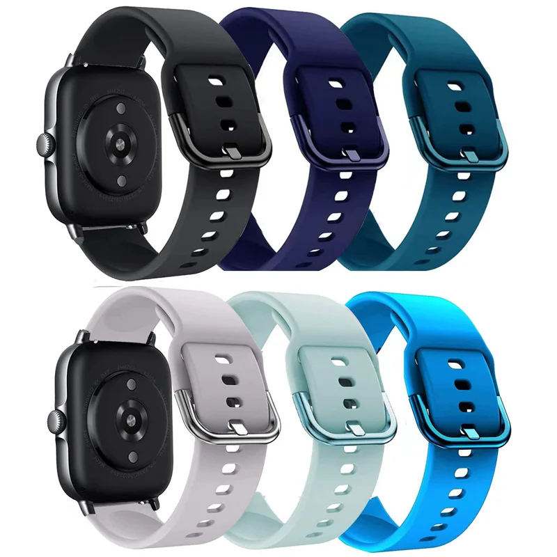 Фото Силиконовый ремешок для Amazfit GTS 4/3/2e/GTS2 Mini/GTR 42 мм/47 мм/GTR 4/3 Pro/2/2e, спортивный браслет Amazfit bip 20 мм/22 мм, ремешок для часов №1