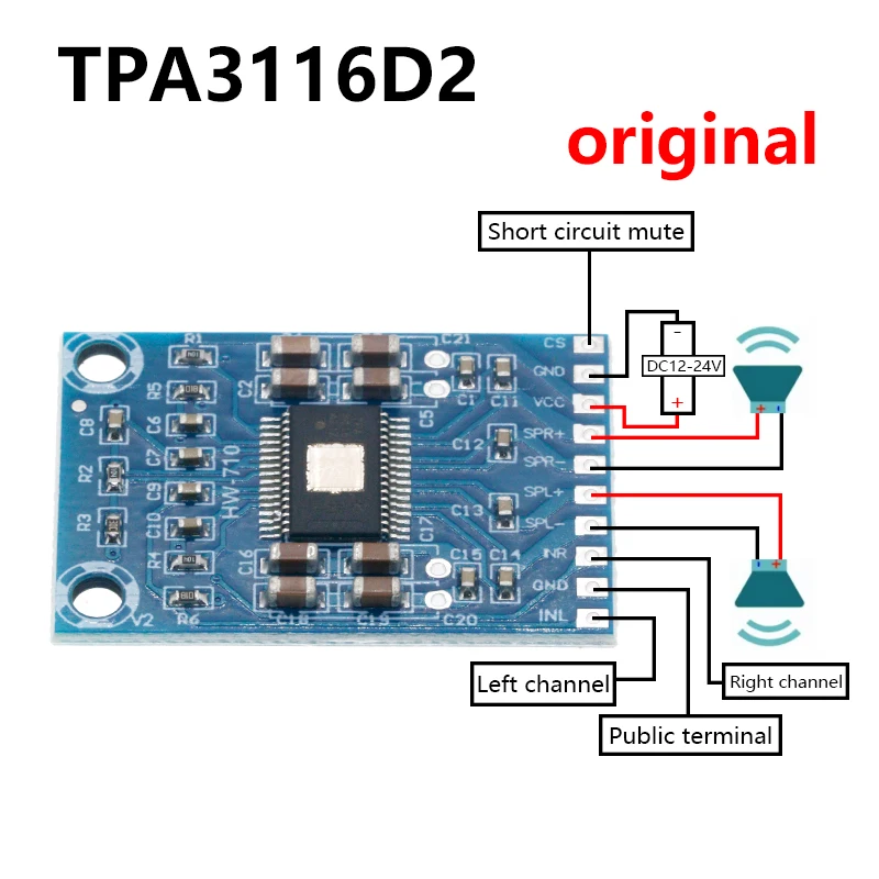 TPA3116D2 XH-M562 50 Вт + 50 Вт 2,0 канальный цифровой стерео аудио усилитель мощности плата DC 12-24 В