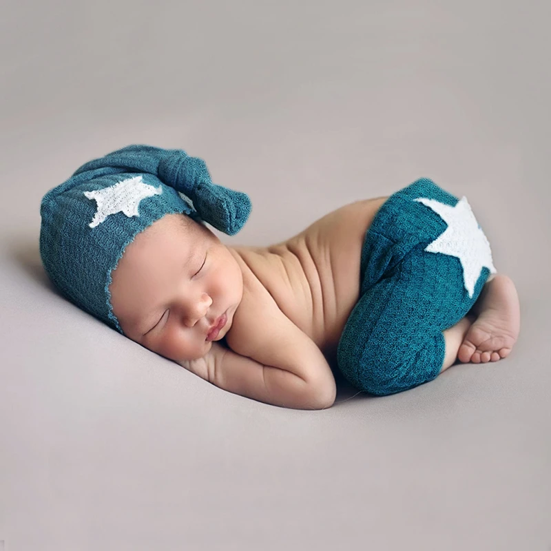 Newborn Photography Clothing Knot Hat+Pants 2Pcs/set Studio Infant Shooting Clothes Baby Boy Photo Props Accessories Outfits