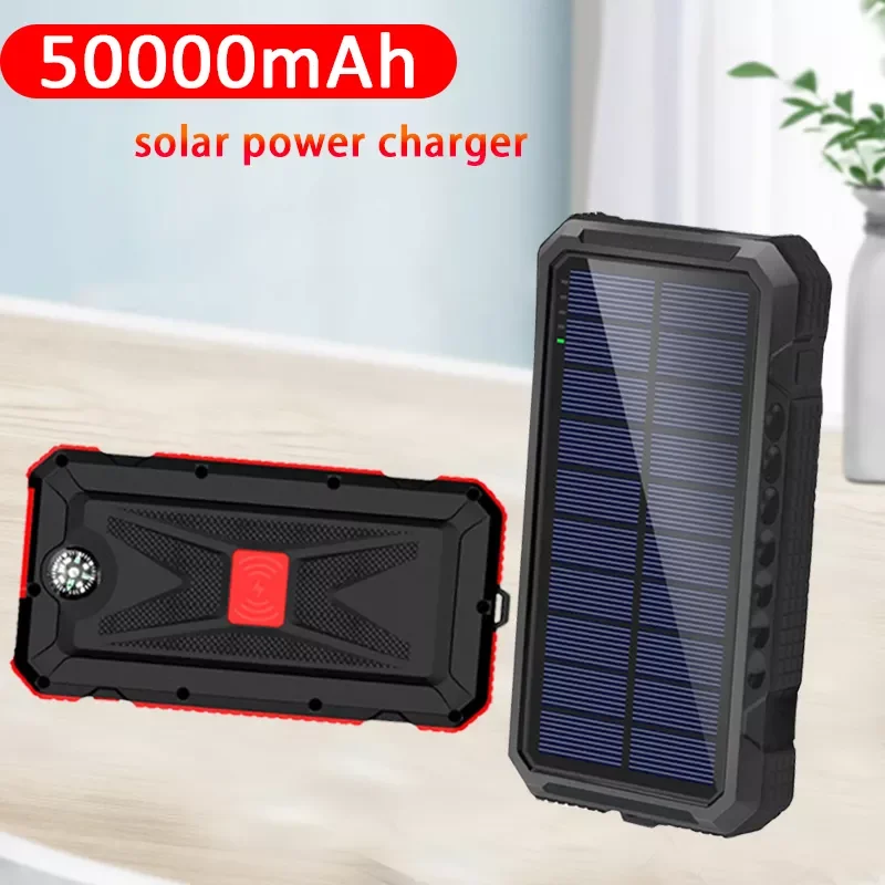 

Solar Power Bank 50000mAh Solar Charger Dual USB and Tpyc-c Port External Charger Power Bank for Android lphone
