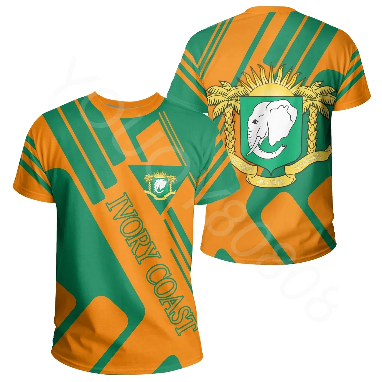 

Summer Men's T-Shirt Loose Stylish Round Neck Short Sleeve Printed African Zone T-Shirt - Ivory Coast T-Shirt Rocky Style