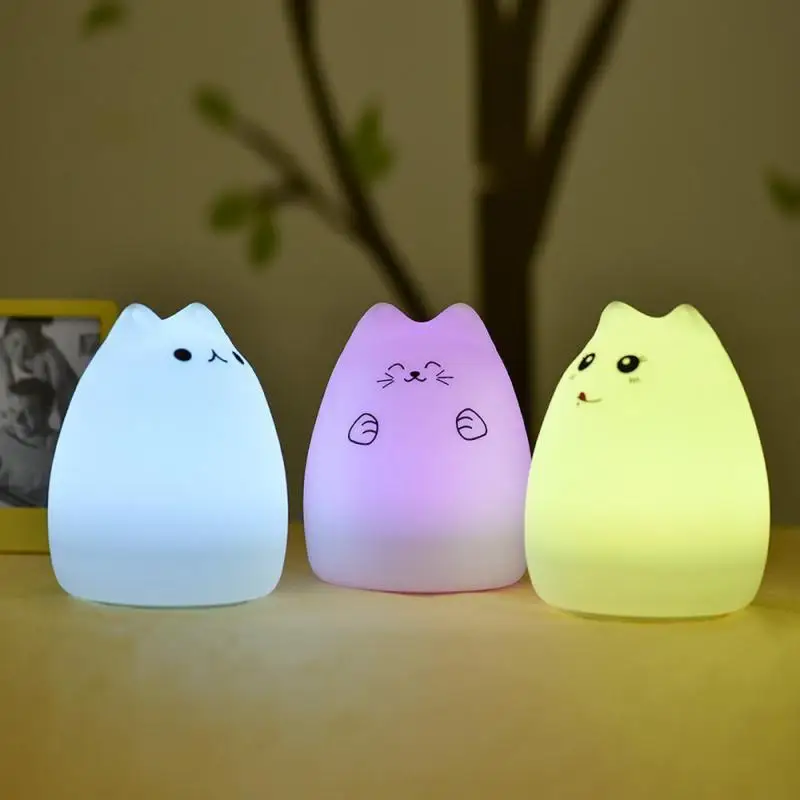 

Safe For Kids Children Bedroom Decor Perfect Gift Baby Lamp Remote Control Touch Sensor Night Light Cute Design Cat Toy Cat Lamp