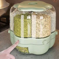 new kitchen nano bucket multifunctional rotatable rice bucket kitchen shelf 6 division coarse grain storage bucket