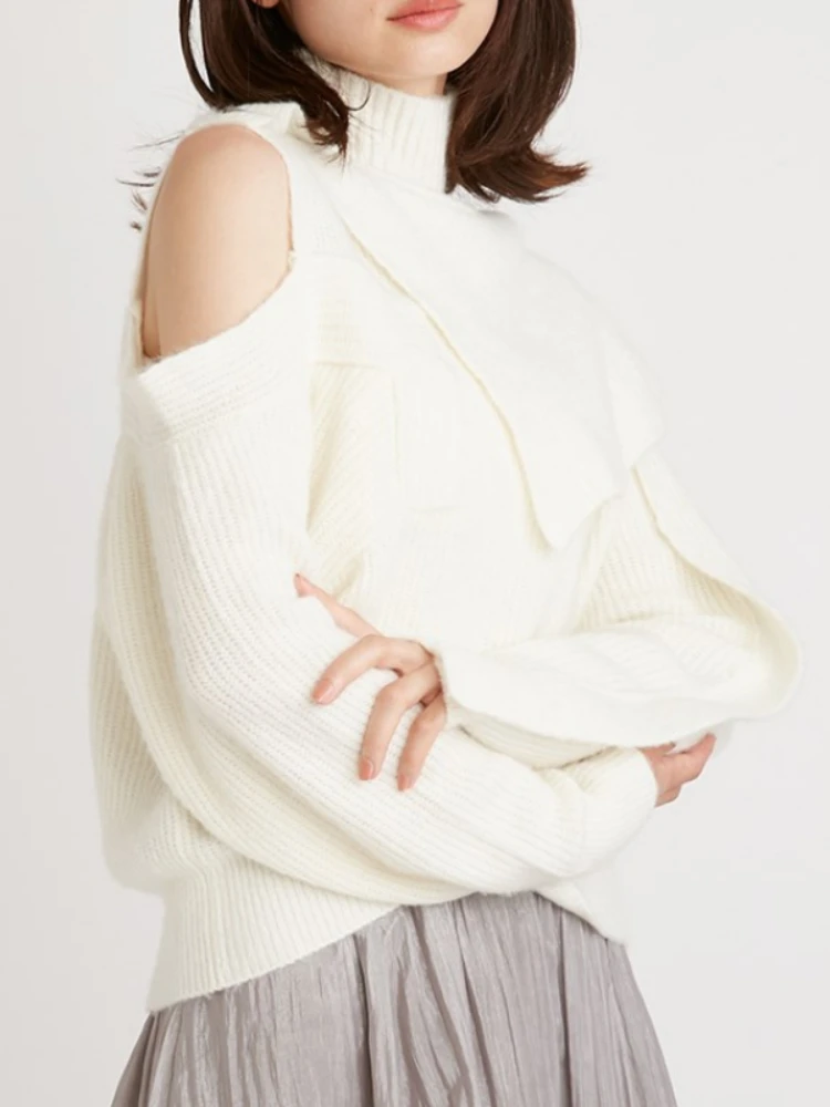 Японский модный свитер асимметричного покроя с воротником хомут Y2k топ пикантные