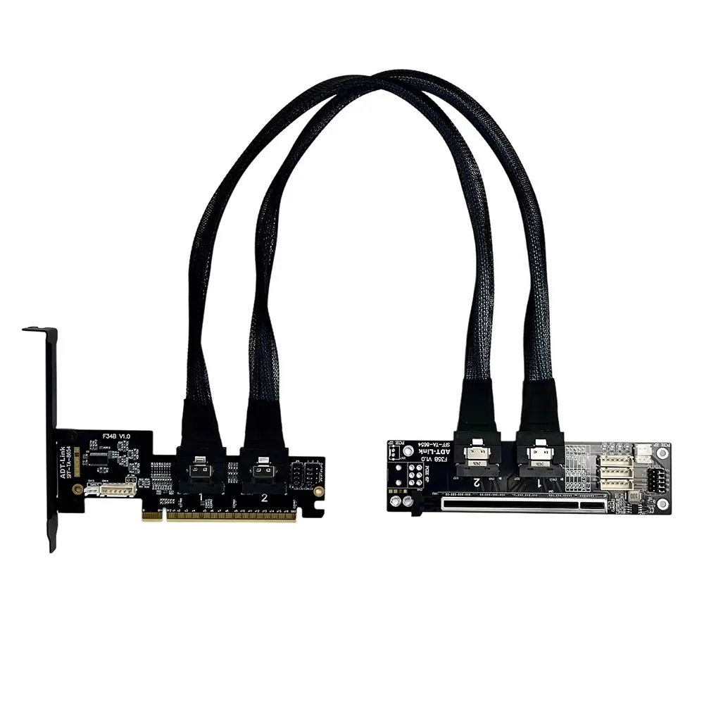 Фото PCIe 4.0 x16 SlimSAS SFF 8654 8i Видеокарта Разделенная карта SFF-8654/8611 Кабельная плата GEN4 PCI-E X16 — X8 X8 Расширение раздвоенного расширения №5