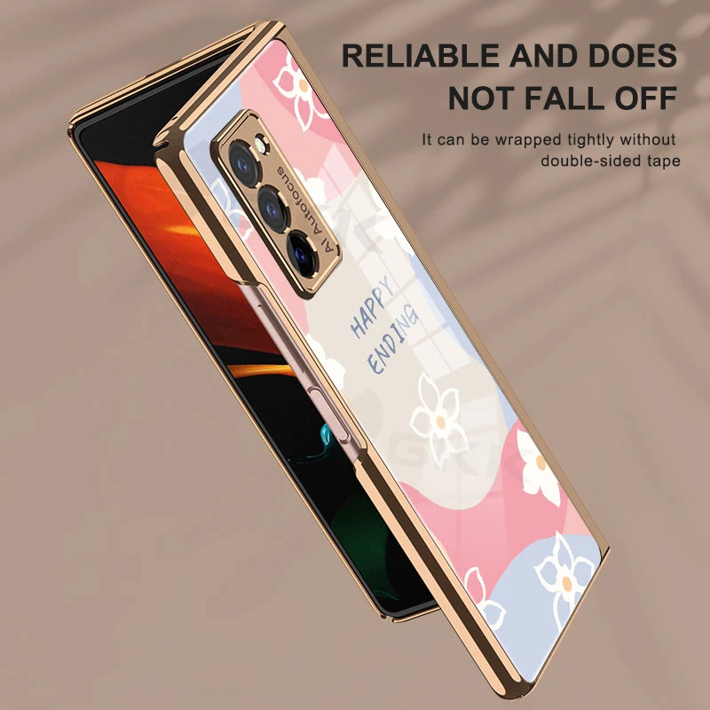 

Чехол GKK из закаленного стекла с рисунком для Samsung Galaxy Z, флип-чехол со складками, роскошная Обложка для Samsung Z, флип-чехол со складками и двумя ...