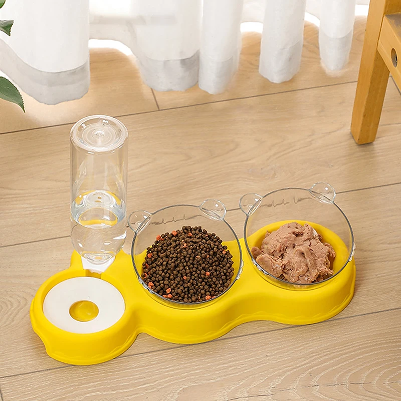 

Cat Food Bowl Automatic Feeder Water Dispenser Pet Dog Cat Food Container Drinking Raised Stand Dish bowl Pet Waterer Feeder