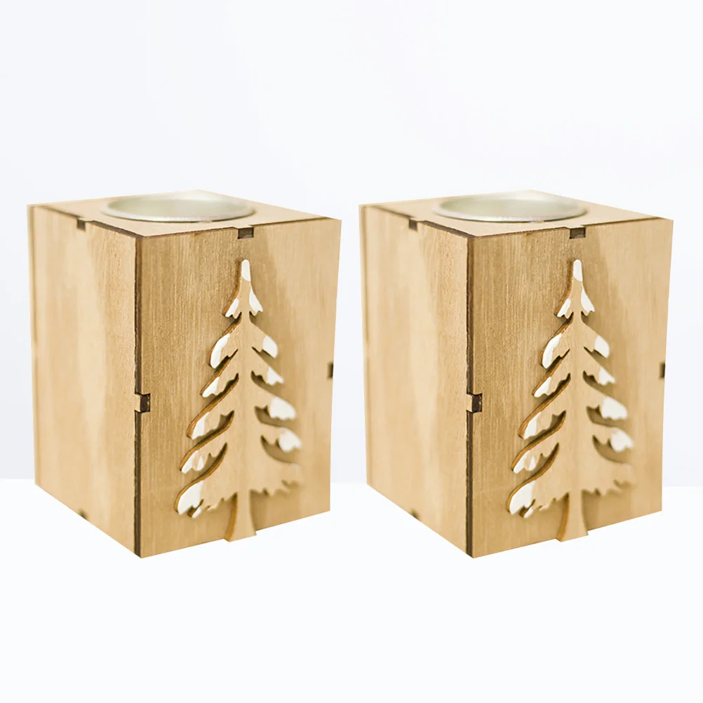 

2pcs Christmas Decorative Tealight Holders Holder Candlestand Desktop Ornaments (Christmas Tree)