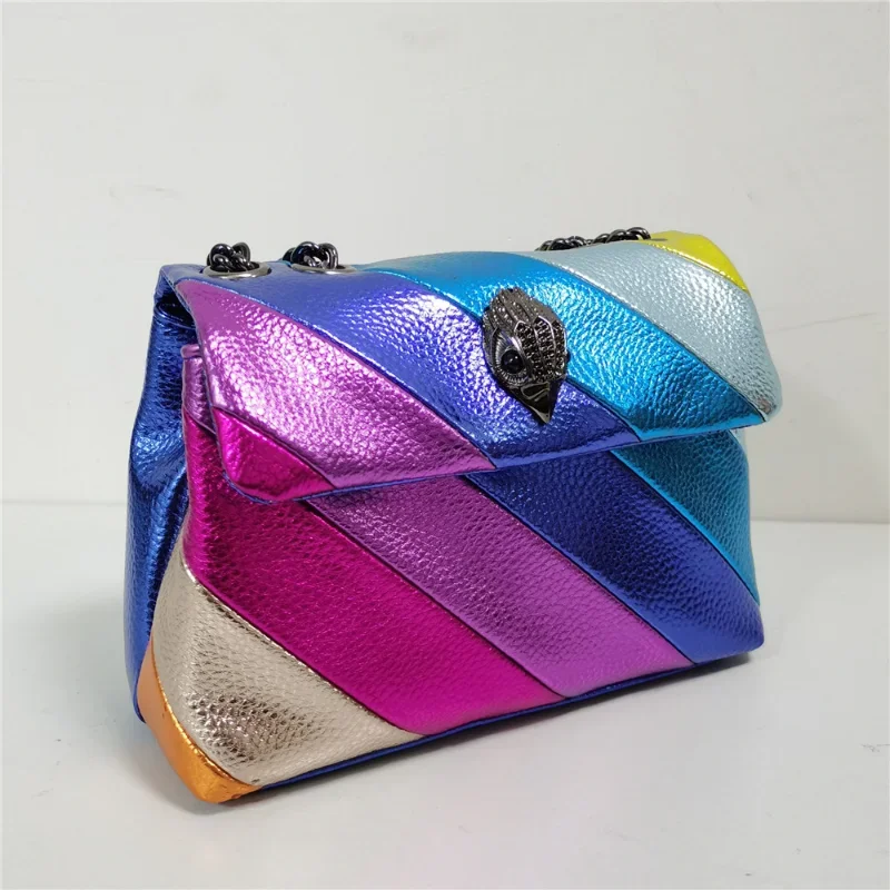 

Jointing Colorful Cross Body Bag Patchwork Shoulder Bag 2023 Fashion Design Eagle Head Summer Mini Rainbow Women Handbag