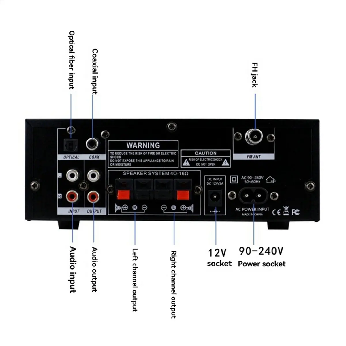 Фото Домашний усилитель мощности Y14A AK55, 900 Вт макс., 2.0-канальный, Bluetooth, Hi-Fi аудио, караоке-плеер, с европейской вилкой. №2