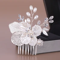 pearl women hair combs wedding hair accessory rhinestone beaded hair tiara crystal crown bride bridesmaid hair jewelry