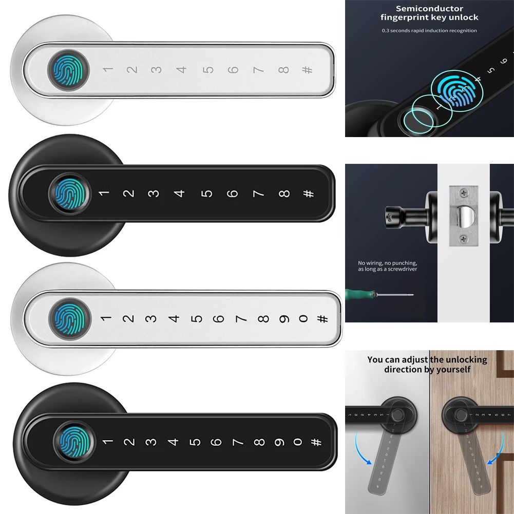 

Tuya Fingerprint Smart Door Lock Keyless Entry Biometric Door Knobs lock Password Electronic Digital Lock for Home Any door