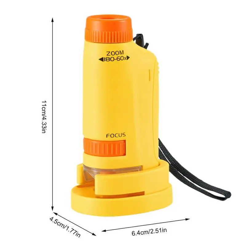 Портативный игрушечный микроскоп детский со светодиодной подсветкой 60x-120x