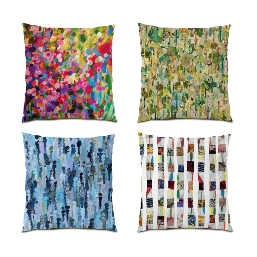 

Polyester Linen Decorative Pillows Bed Velvet Office Chair Cushion Plants Pillow Case Flowers Decor Home Decoration Sofa E0238