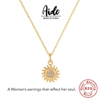 aide sun necklace 925 sterling silver clavicle pendant necklace shiny personality ladies luxury jewelry fashion holiday gift new
