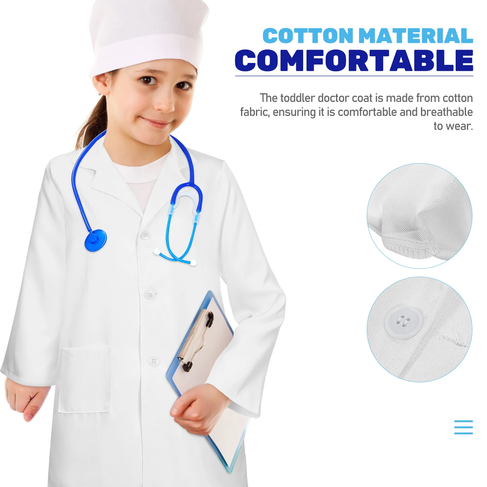 Biały płaszcz kostiumy dla dzieci naukowiec laboratoryjny maluch lekarz 12100X7700X100CM zestaw do przebierania ubrań peelingi chłopcy dziecko