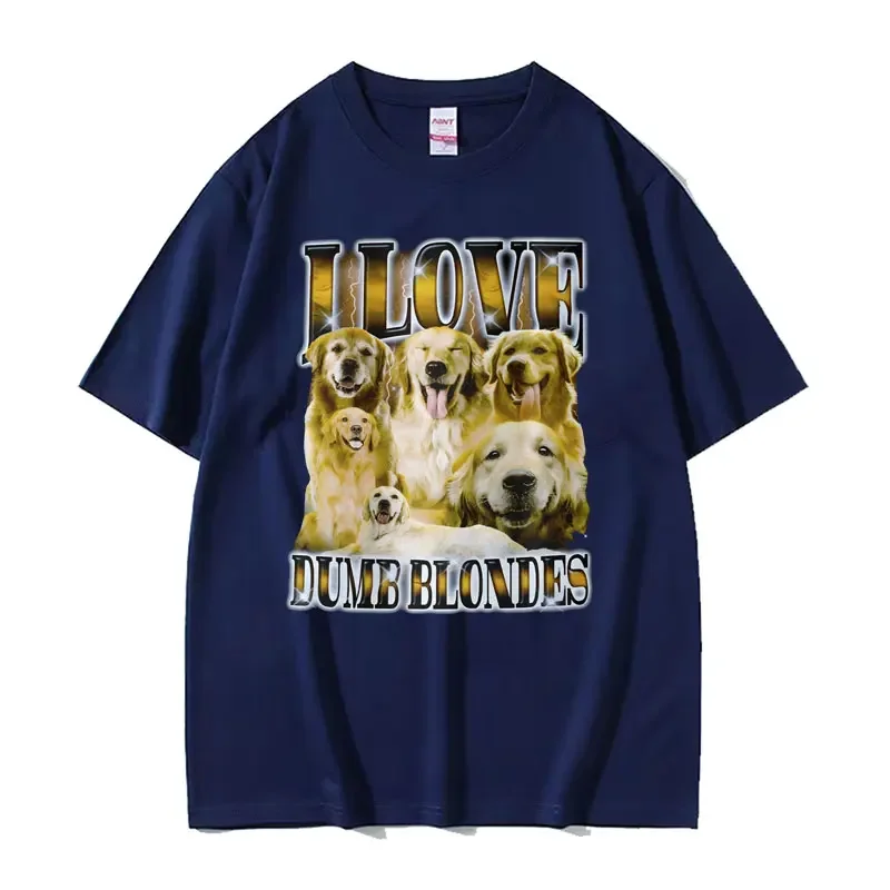 Футболка I Love Dumb Blondes Funny Dog Meme для мужчин готические винтажные модные футболки