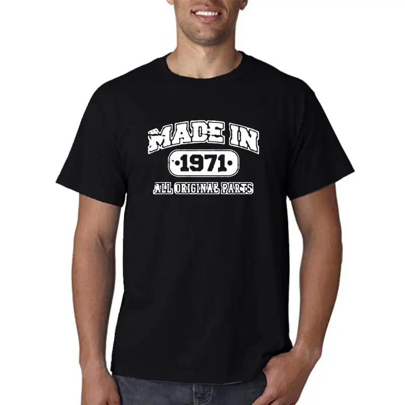 

Модная хлопковая футболка с круглым вырезом, 45 дней рождения, сделанная в 1971 году, винтажная Мужская забавная футболка, футболки в стиле хип-...