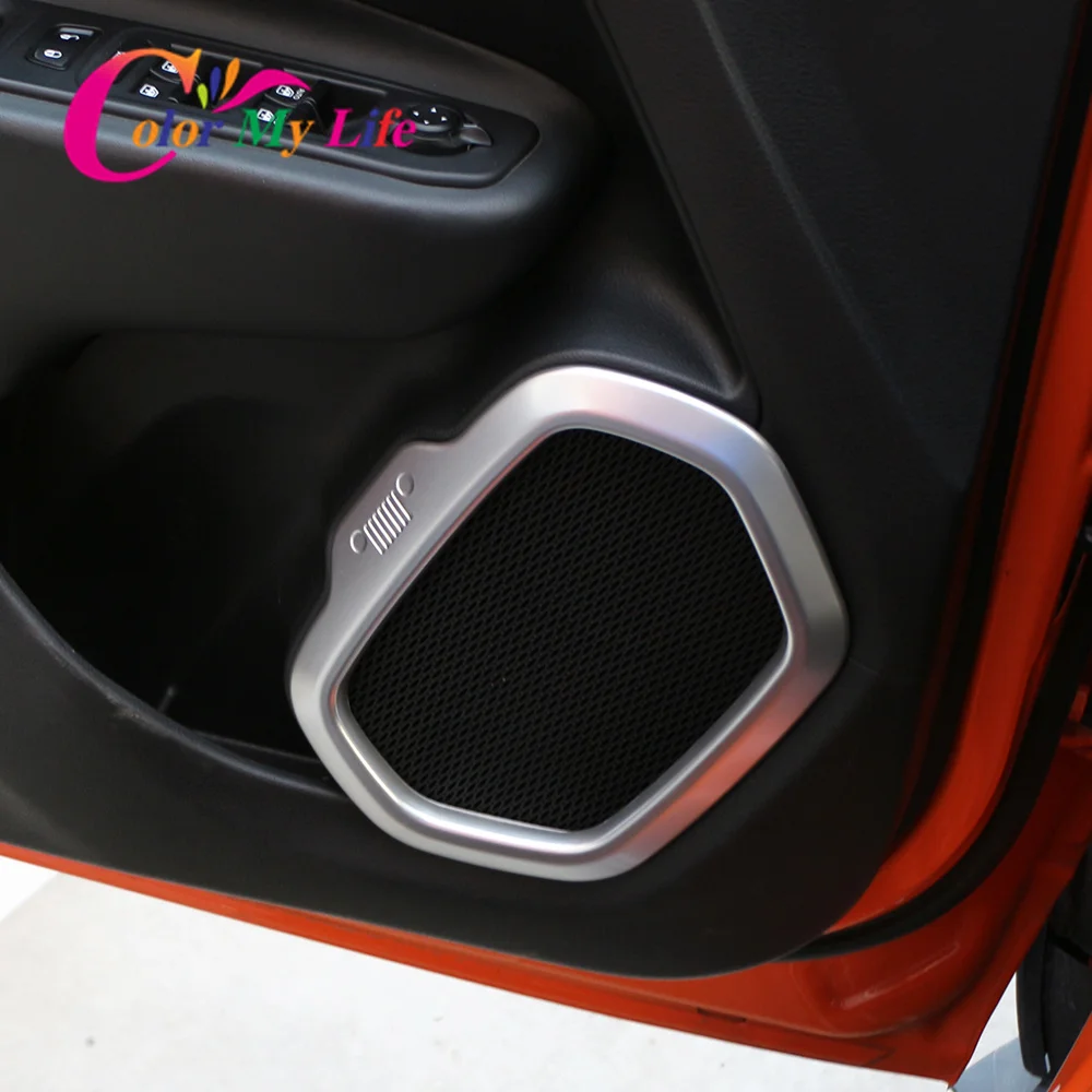 

Color My Life Car Chrome Interior Door Stereo Speaker Ring Cover Speaker Trim Sticker for Jeep Renegade 2015-2020 Accessories