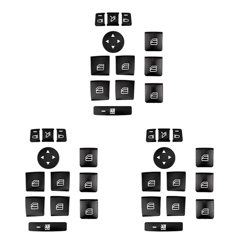 

36PCS Car Door Armrest Window Switch Button Trim Cover Sticker For Mercedes Benz GLK ML GL A B C E G Class W204 X166