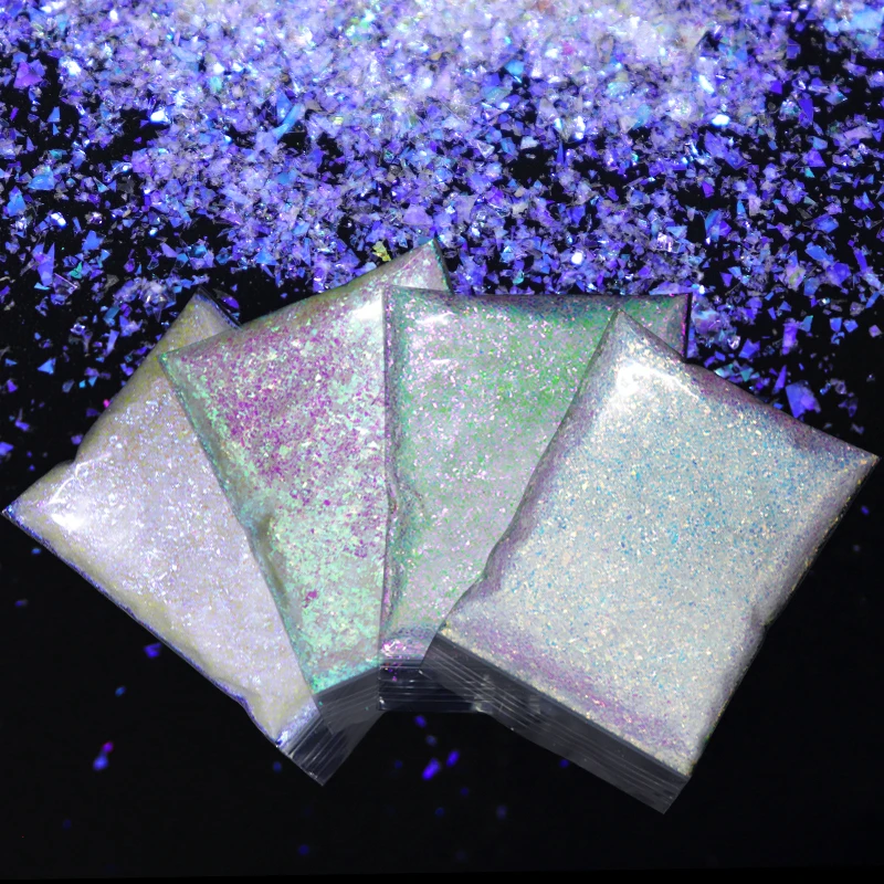 

4 Bags 20g Resin Accessories Iridescent Glitter Irregular Flakes Resin Filling Pigment Filler For Epoxy Resin Craft DIY Keychain