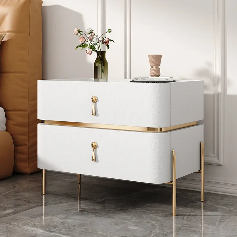 

Luxury Bedside Table Solid Wood Bedroom Slate Comfortable American Installation Bedside Home Cabinet Two Mesa Noche Furniture