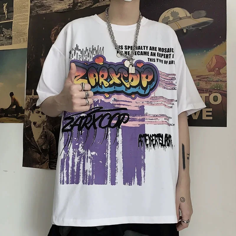 

Hip Hop Y2k T Shirt for Men Funny Graffiti Graphic T-shirts Fashion Streetwear Grunge Oversize Japanese Short Sleeve Tees Tops