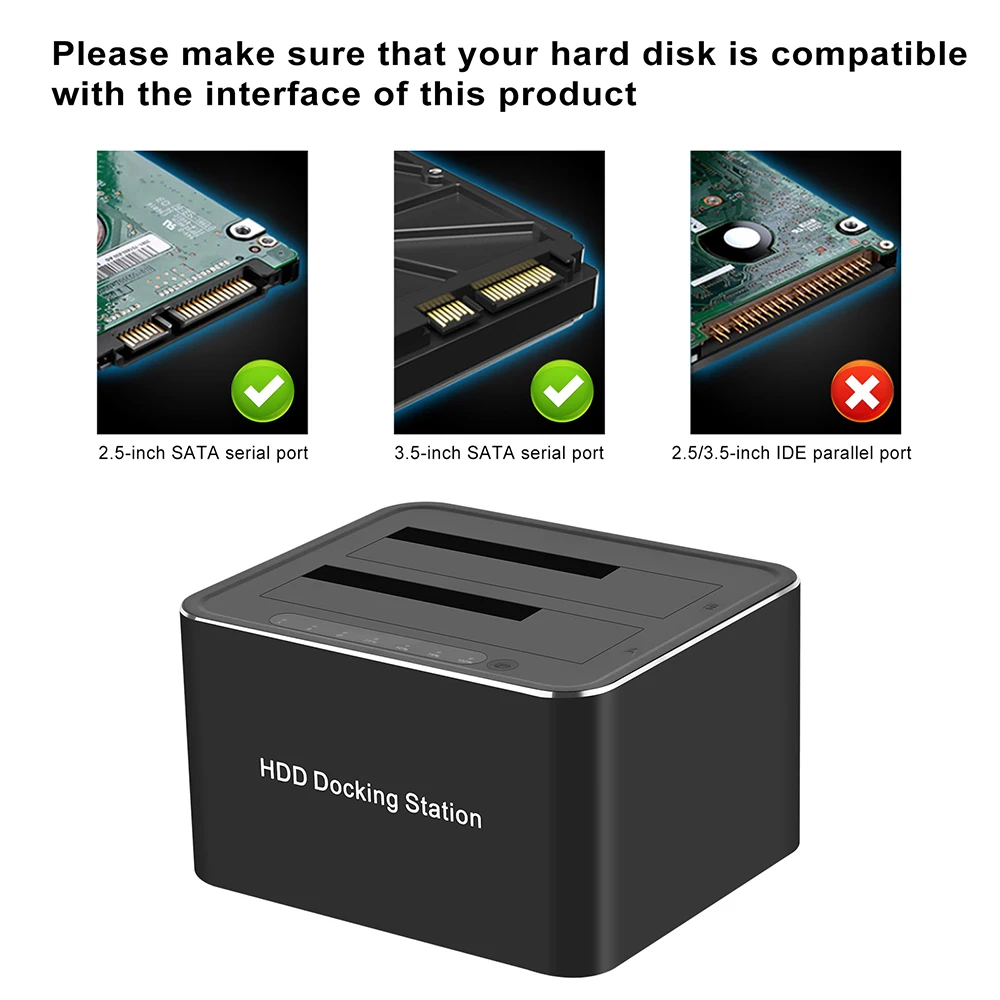 Док-станция для внешних жестких дисков SATA-USB3.0 5 Гбит/с 2 5/3 &quotSSD HDD быстрая офлайн
