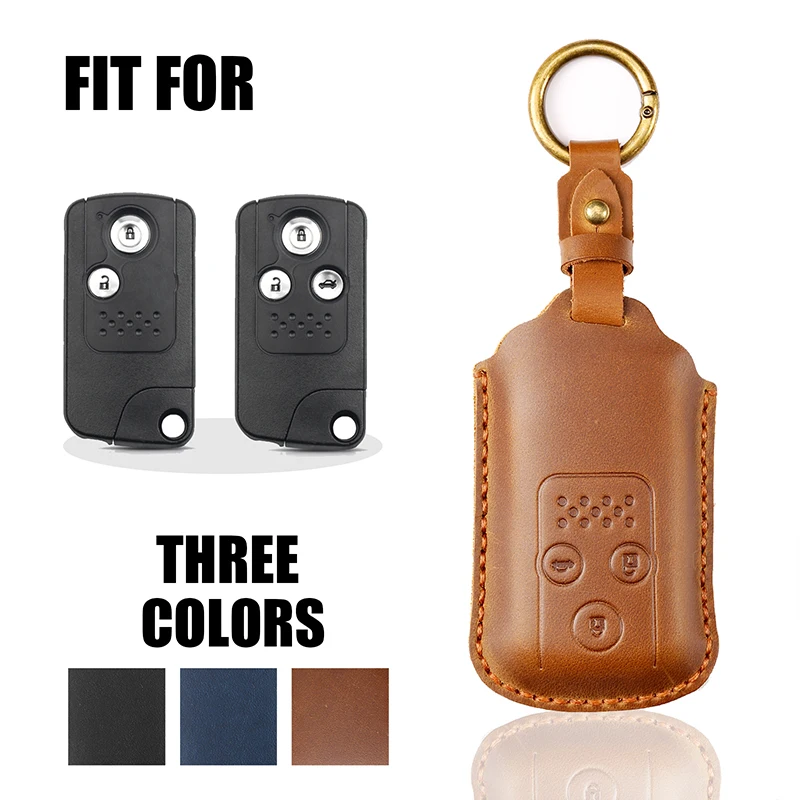 

Genuine Leather Keychain for Honda Odyssey Accord Poetry Completely Handmade Key Case Car Accessories Interior Woman Men
