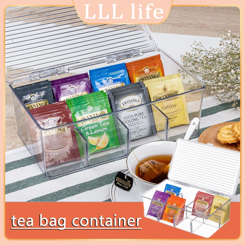 

2023 Tea Bags Organizer Diy Storage Holder Organizer Stackable Tea Bag Box Kitchen Coffee Tea Bag Storage Box Jewelry Container