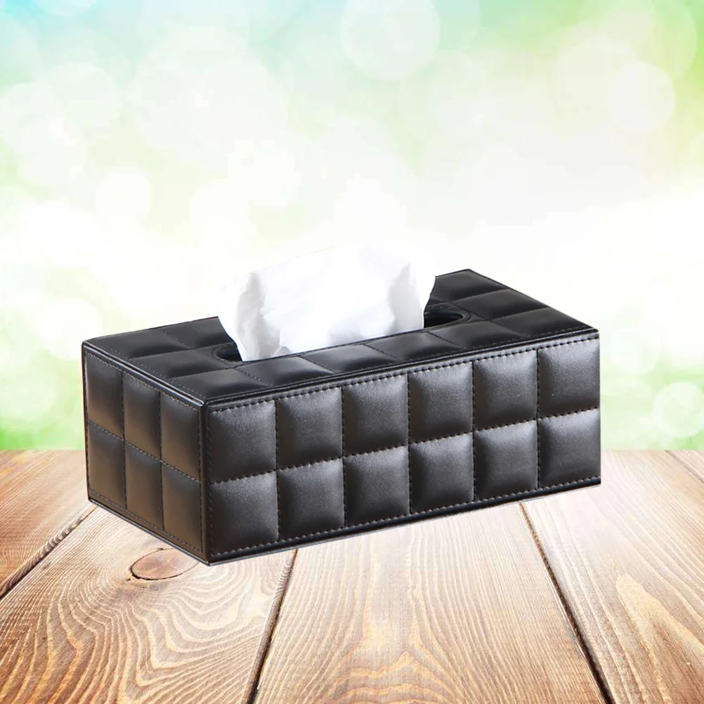 

Simple PU Tissue Box Paper Towel Holder Desktop Napkin Storage Container for Home Office (Size S, Black) Wet case Napkins
