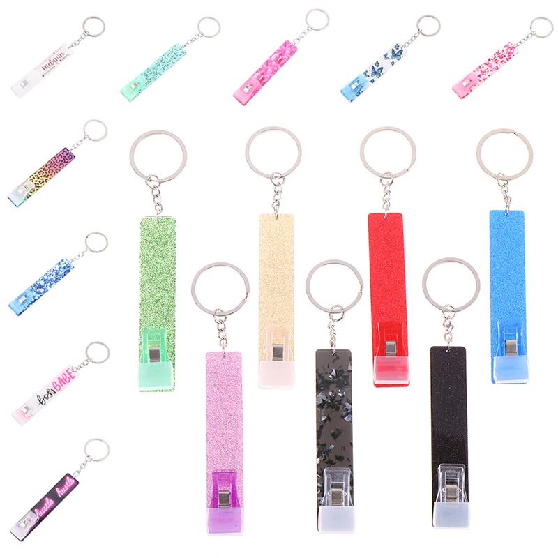 

Multi-function Acrylic Debit Credit Card Grabber Keychain Ball Card Grabber Plastic Key Rings Clip For Long Nails ATM Keychain