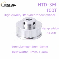 htd 3m 100 tooth bf timing pulley with gear pitch 3mm inner hole of 81012141519202528mm and tooth surface width 1015mm