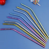 pure titanium straws at home and outdoors with drinking rainbow color water drinks milk tea straws tableware camping equipment