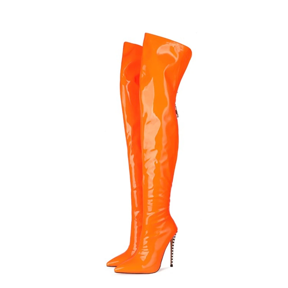 

Fashion Women's High-heeled Sexy Over-The-Knee One-Piece Pants Round Toe Knee Waist Belts Boots Black Buckles Thigh Long Boots