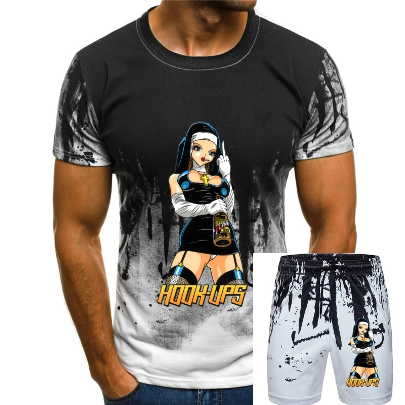 

Новинка, Сексуальная мужская футболка с надписью A Nun Hook Ups, размеры S,M,L,Xl,2Xl, США, футболка большого размера