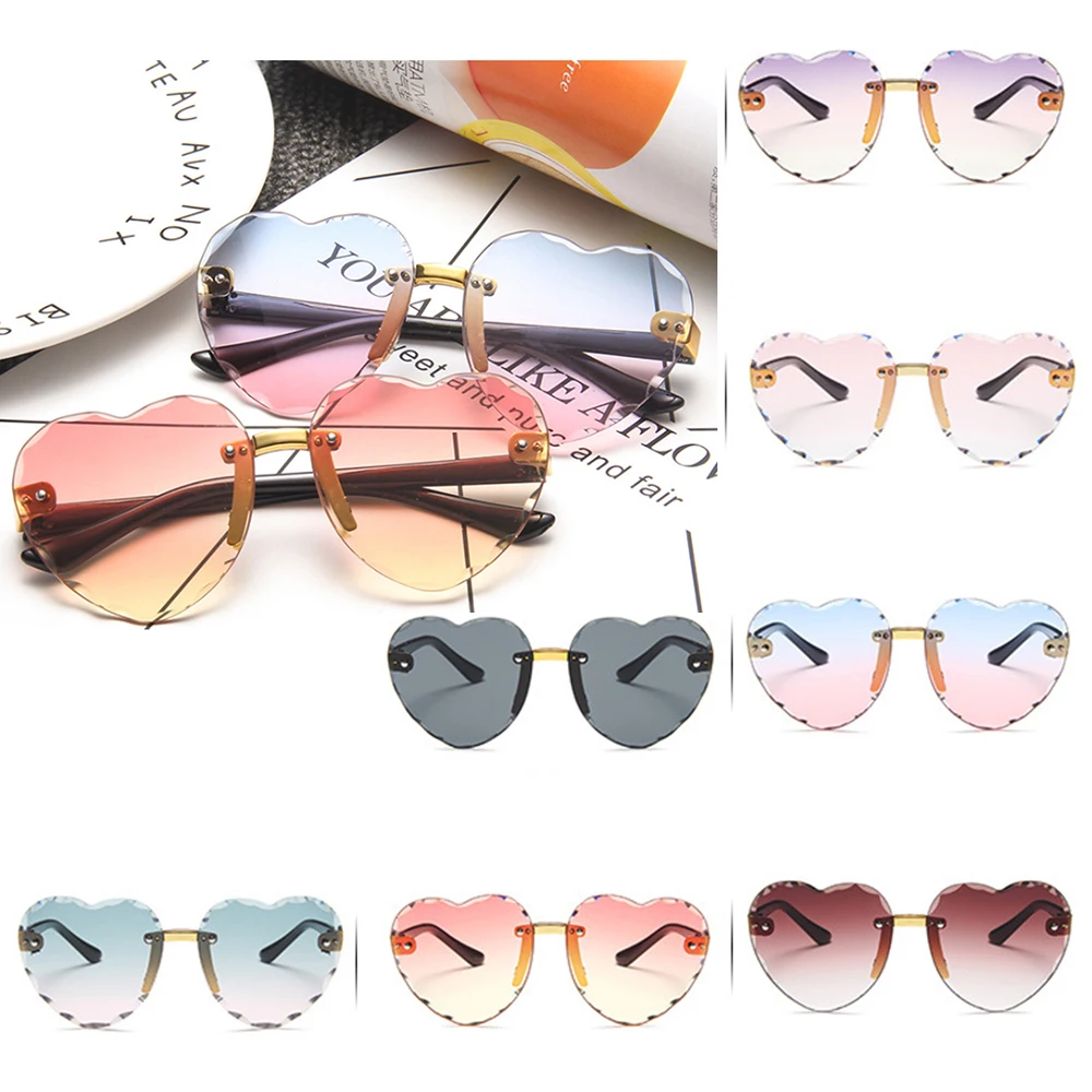 

Children Cute Heart Shaped Sunglasses Boys Girls Brand Designer Fashion LOVE Clear Ocean Lenses Pink Sun Glasses High Quality
