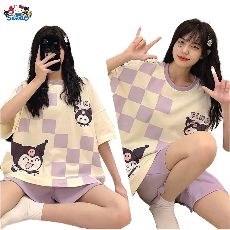 

Мультяшный милый Kawai Sanrioed Cinnamoroll Kuromi новый узор летняя Пижама для девушек в домашних условиях