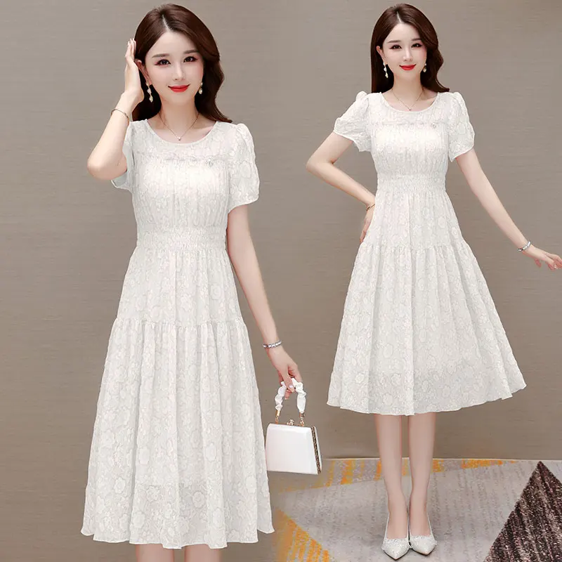 Шифоновое платье из ледяного шелка новинка 2024 женское летнее для мам элитное