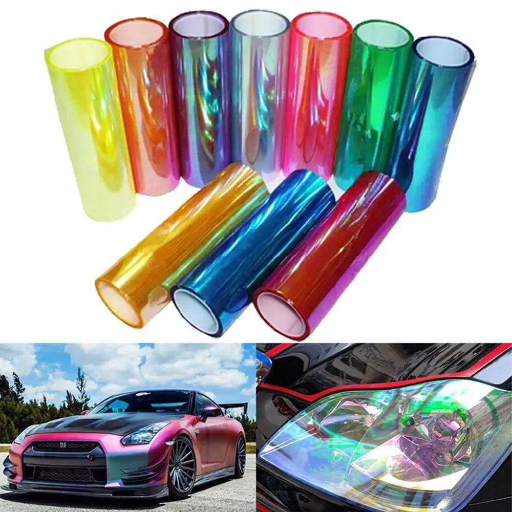 30cmx1m 12"x40" Auto Car Light Headlight Taillight Tint Vinyl Film Sticker Easy Stick Motorcycle Whole Car Decoration 12 Colors