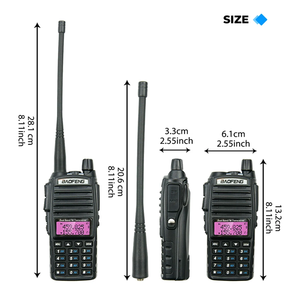 Baofeng UV82 8W Portable Radio Walkie Talkie Dual PTT Two Way Vhf Uhf Dual Band Amateur CB Radio Comunicador Receiver Transmiter